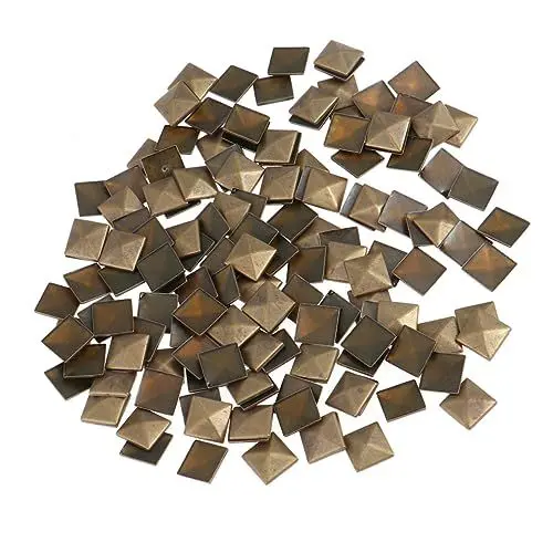 Produktbild: NUOBESTY 100 Stk Punk-Spikes Metallbolzen Nieten und Spikes für Kleider Goldnieten DIY spikes nieten Kupferbolzen Nietbolzen DIY-Material Quadrat Kleidung Glitzerpulver Zucht Schuhspitzen
