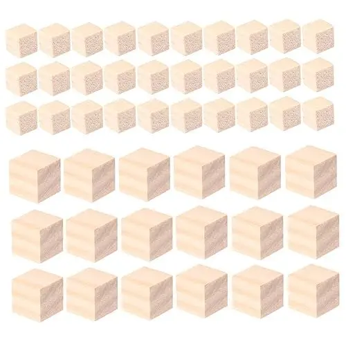 Produktbild: NUOBESTY 100 Stück Holzblöcke Spielzeug Für Jungen Und Mädchen Quadratische Holzwürfel Bausteine Spielzeug Für Jungen Und Mädchen Aktivitäten Basteln