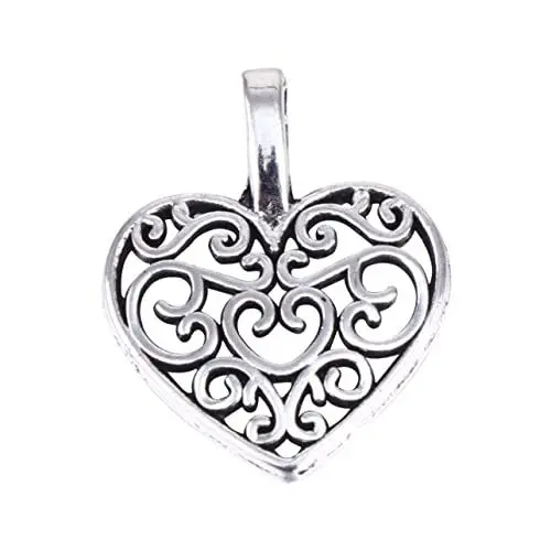 Produktbild: NUOBESTY 100st Schmuckherstellung Von Anhängern. Silbercharme Anhänger Schmuck Zubehör Herzschmuck Charms. Emaille Herat Anhänger. Diy Herz Anhänger Charms Aushöhlen Bastelbedarf