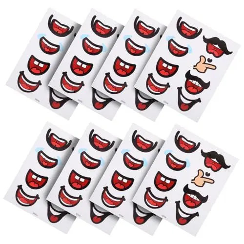 Produktbild: 10 BläTter Selbstklebende Lippenaufkleber, Diy Mund Sticker FüR Cartoon Animation, Mehrfarbig, 19x15.5cm, FüR Dekoration Und Basteln