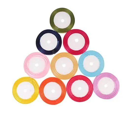 Produktbild: NUOBESTY Seiden-polyesterband 10 Rollen 22 M Für Hochzeit Party Basteln Dekoratives Verpacken Kleid Haarschleife
