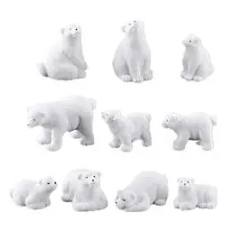 Produktbild: NUOBESTY 10 Stücke Mini Bär Figur Weihnachten Miniatur Deko Eisbär Spielzeug Feen Garten Tier Tierfigur Dekofigur Weihnachtsfiguren Tischdeko Blumentopf Micro Landschaft Dekoration