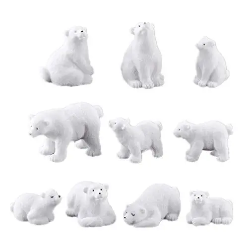 Produktbild: NUOBESTY 10 Stücke Mini Bär Figur Weihnachten Miniatur Deko Eisbär Spielzeug Feen Garten Tier Tierfigur Dekofigur Weihnachtsfiguren Tischdeko Blumentopf Micro Landschaft Dekoration