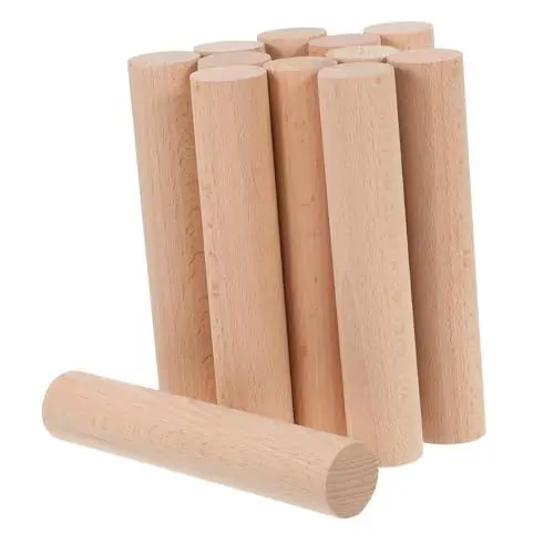 Produktbild: NUOBESTY 12St Buchenholz bastel holzstäbe holzdübel Holzruten Runde Holzstäbe rundholzstäbe Nudelhölzer zum Backen französisches Nudelholz Musiksticks für Kinder runder Holzstab Beige