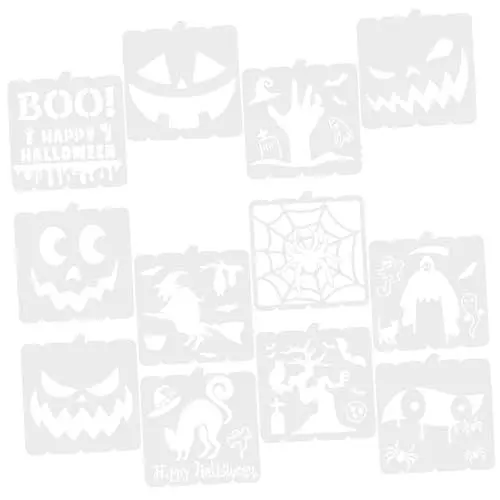 Produktbild: NUOBESTY 12-teilige Trick-or-treat-schablonen Wiederverwendbare Halloween-zeichenvorlagen für Kürbis Fledermaus für Dekorationen