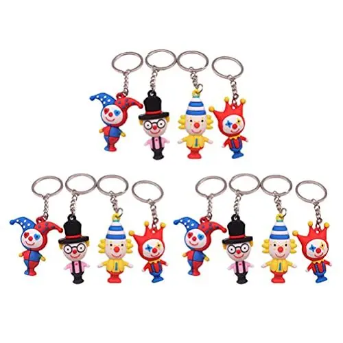 Produktbild: NUOBESTY 12 Stück Clown- Form- Schlüsselanhänger Dekorative Clown- Puppe Hängender Anhänger Clown- Schlüsselanhänger Rucksackanhänger Halloween- Party Geschenk Clown- Kostümzubehör Zufällige
