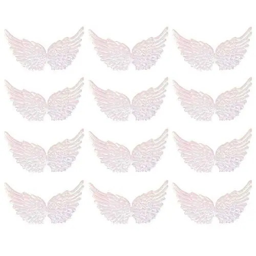 Produktbild: NUOBESTY 12 stücke engelsflügel stoff flügel patches für diy handwerk haarschmuck Glitzer Stoff FlüGel Weihnachtsfeier Deko Requisiten (rosa)