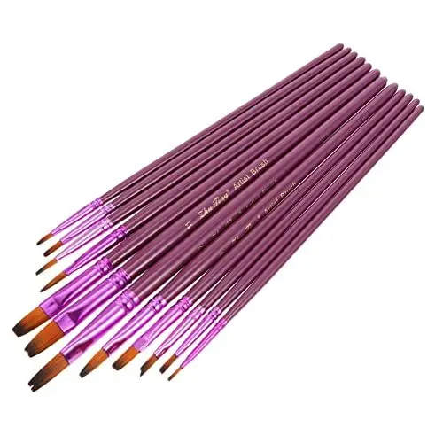 Produktbild: NUOBESTY 12-teiliges Zeichenpinsel-Set für Jungen und Mädchen Holzmalpinsel für Kunst Sicher für Acryl- und Ölmalerei