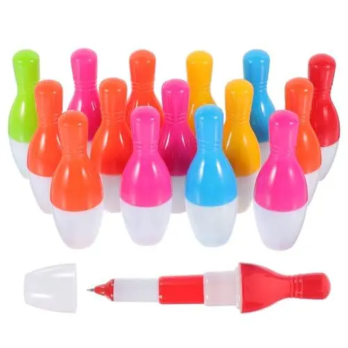Produktbild: NUOBESTY 15 Stück Bowling-Kugelschreiber, Kugelschreiber Mini-Bowling-Stift Cartoon Einziehbarer Kugelschreiber Neuheit Signierstifte Für Schule Büro Schreibwaren (Gemischte Farben)