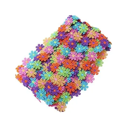 Produktbild: NUOBESTY 15 nähen trimmen handwerk Spitzenbesatz aus Stoff Spitze verzieren besticktes Band Blumenband Quaste Schleife Nähzubehör Nähen von Borten wasserlösliches die Blumen Patch schmücken