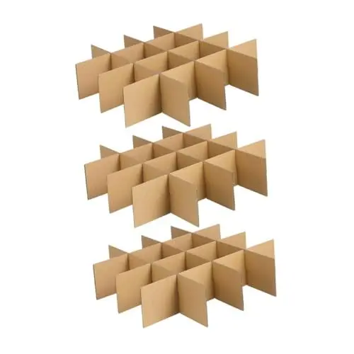 Produktbild: NUOBESTY Glasteiler für Umzugskartons Weinkartons Aus Karton Zum Umziehen Geschirrverpackung Papierkartons Trennwände für Weingläser Khaki 18 Stück