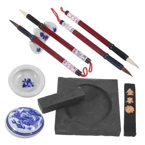Produktbild: NUOBESTY Komplettes Chinesisches Kalligraphie-Set Für Jungen Und Mädchen Kalligraphie-Set Für Anfänger Pinseltintenpapier Und Reispapier Für Chinesisches Malen Und Schreiben