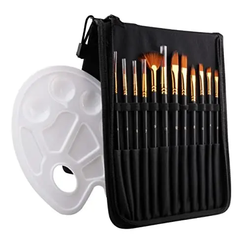 Produktbild: NUOBESTY 1 acrylstifte Steine bemalen Acrylic Paint Painting zubehör malerei zubehör maltisch für Kinder diamentpaiting Kinder malerzubehör mischen Pinsel Taschen Bürste Hölzern