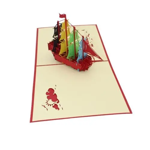 Produktbild: NUOBESTY 1stk Weihnachtssegelkarte Weihnachtskarten 3d Handgemachte Weihnachtskarten Party-nachricht-karte Urlaub Geschenkkarte 3d-boot-grußkarte Papier Geschnitten Papierstau Weihnachten
