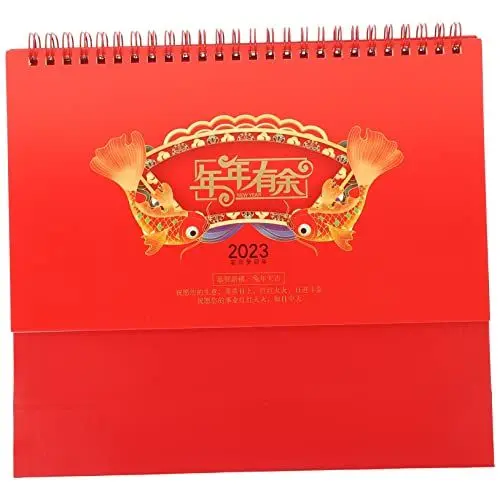 Produktbild: NUOBESTY 2023 Büro-Tischkalender Chinesischer Mondkalender Stehpult lustiger kalender office desk accessories büromaterial calendar Zeitplan Planer Kalender dekorativer Kalender Papier rot