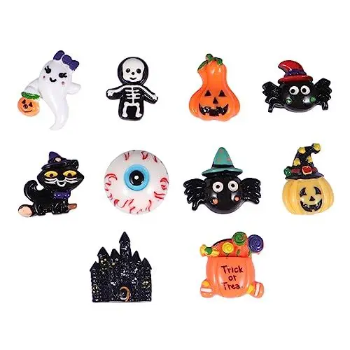 Produktbild: NUOBESTY 20stücke Halloween Kürbis Skelett Geister Charms Zubehör Für Haarklammern Basteln Und Dekoration Für Halloween-partys Und