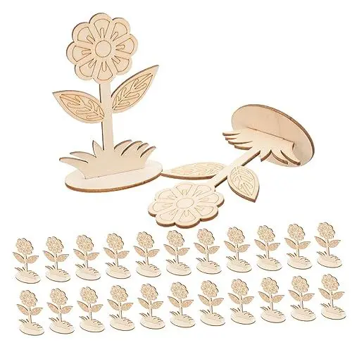 Produktbild: NUOBESTY Holzblumenscheiben 20 Stück Scheiben Ornament Bastelprojekt Für Zuhause