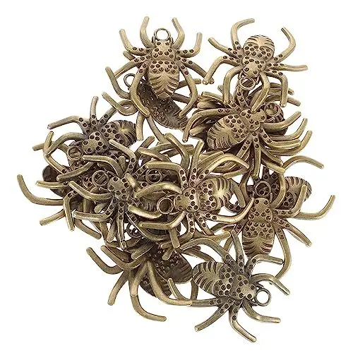 Produktbild: NUOBESTY 20 Stück Halloween Spinnen Charms Deko für Duschvorhang Haken Spooky Home Decor Gothic Raumdeko für Partys und Besondere Anlässe Langlebigem Legierungsmaterial Gefertigt