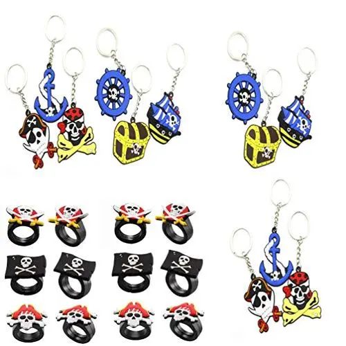 Produktbild: NUOBESTY 24st Pirat Gummi Keyrings Owen Piraten Schlüsselbund Piraten-partei Liefert Sch?del Schlüsselanh?nger Halloween Keyrings Kinder Schlüsselanh?nger Für Jungen Anhänger Hängend