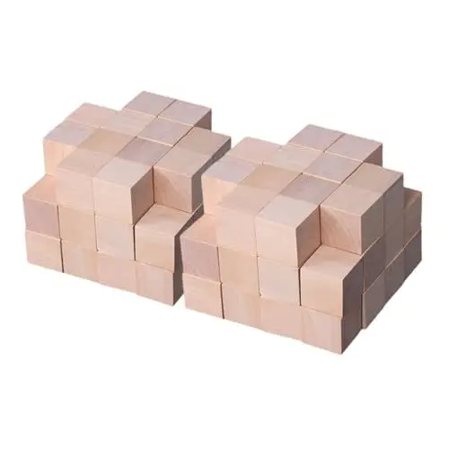 Produktbild: NUOBESTY 250 Stück Unbemalte Holzbausteine Für Kreative Bauklötze Würfelform Ideal Für Bastelprojekte Und Lernspiele Naturholz Fördert Die Fantasie Und Feinmotorik