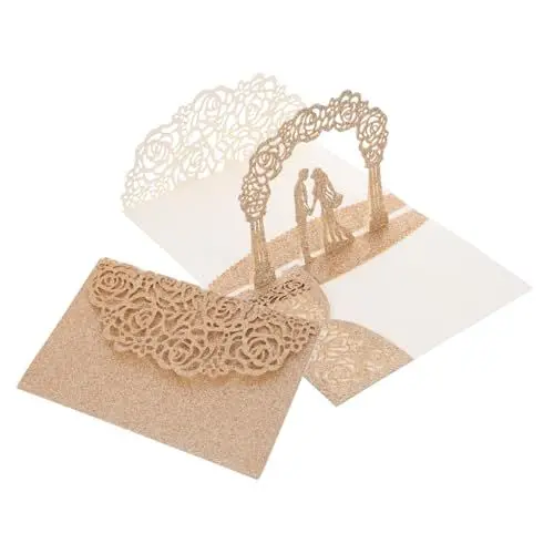 Produktbild: NUOBESTY Stilvolle Hochzeitseinladungen Aus Glitzerpapier Für Braut Und Bräutigam 2 Stück Einzigartige Botschaft Für Hochzeiten Und Partys