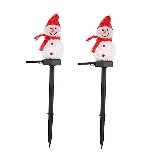Produktbild: NUOBESTY 2Stücke Solar Rasenlichter Schneemann LED Gartenleuchten Für Außenbereich Weihnachtsdekoration Solarbetriebene Bodenlampen Für Garten
