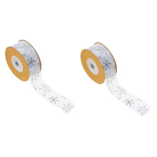 Produktbild: NUOBESTY 2 Rollen Transparentes Schneeflockenband Bandverpackungsdekoration Weihnachtsband Schneeflocke druckt Bänder ribbons christmas ribbon Geschenkverpackungsband DIY-Bänder Polyester