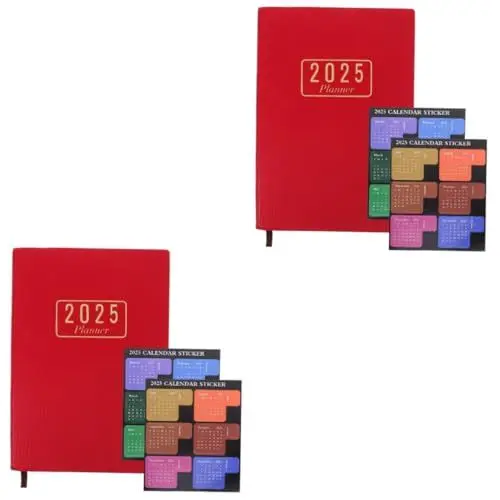 Produktbild: NUOBESTY 2 Sätze Agenda-Buch bürobedarf notizbuch schulkalender familienplaner Zeitplanbuch 2025 Terminkalender 2025 Notizblock tragbarer Planer-Organizer Bücher schreiben Papier rot