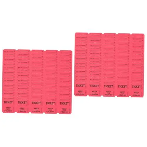 Produktbild: NUOBESTY 2 Sätze Los Planke Auktionstickets Korb Partykarten Eintrittskarten Für Veranstaltungen Tombola-preise Fahrkarte Adressetiketten Aufkleber Abstimmung Spiel Papier Rot 200 Stück * 2