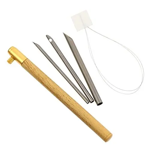 Produktbild: NUOBESTY 2 Sets Stricknadel-Set Nadeleinfädler Nähwerkzeug Holzgriff Stanznadel Stickset Für Nadel