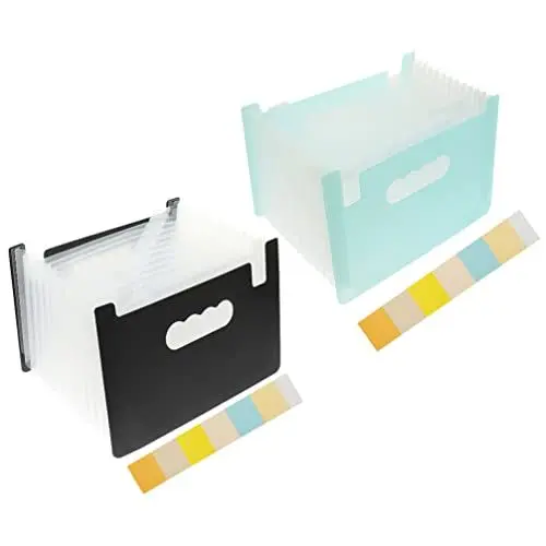 Produktbild: NUOBESTY 2 Stück Akkordeon-Datei-Organizer Erweiterbare Dateiordner A5 Tragbar Monatliche Rechnung Quittungs-Organizer Schreibtisch Papier Dokument Quittungen Organizer-Ordner