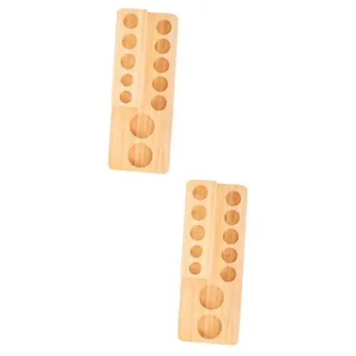Produktbild: NUOBESTY 2 Stück Hölzernes Aufbewahrungsregal Parfüm Tablett Flaschen Organizer Flaschenhalter Nagelöl Flaschenständer Ätherischer Flaschenständer Multi Slot Flaschenständer