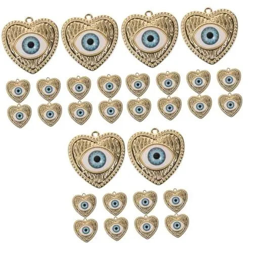 Produktbild: NUOBESTY 30 Stk Schmuckstück aus dem Teufelsauge personalised personalisierte+ Halskettenanhänger selber machen geschmücktes Zubehör Tropfenanhänger baumeln Heimwerkerbedarf