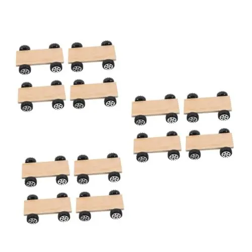 Produktbild: NUOBESTY 3 Sätze Handgefertigte Tonformen Holzspielzeug Auto Kreativitätsförderndes Handwerkliche Projekte Holzauto Handwerk Automodell Aus Holz Holzautos Metall Khaki 4 Stück * 3