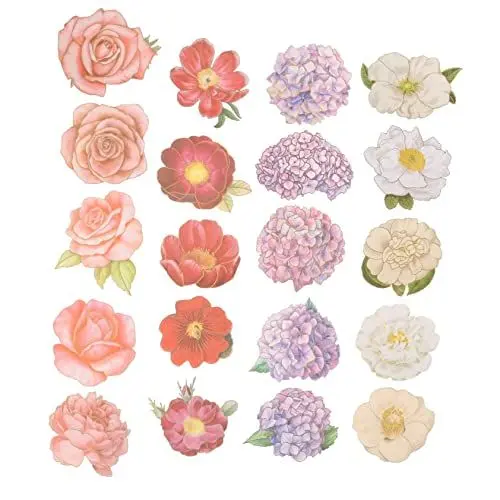 Produktbild: NUOBESTY Scrapbook-aufkleber-set – 40 Bögen Mit Großen Blumenaufklebern Hochwertig Lichtecht Ideal Für Tagebuch Planer Und Bastelprojekte