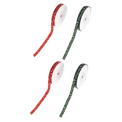 Produktbild: NUOBESTY 4 Rollen Bedrucktes Weihnachtsband Weihnachtsbänder Weihnachtszubehör Partygeschenke Geschenkverpackungsband Geschenkband Weihnachtsband Dekoband Für