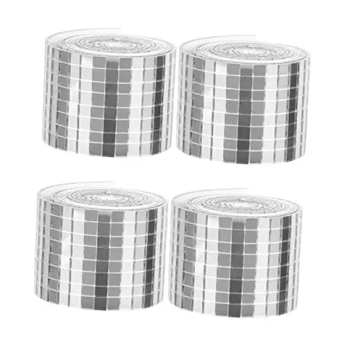 Produktbild: NUOBESTY 4 Rollen selbstklebende Mosaikaufkleber Bastelspiegelfliese Spiegelfliesen aus Glas Wanddeko selber machen Glasspiegelaufkleber selber machen zu Hause schmücken Tapetenkleber 3d