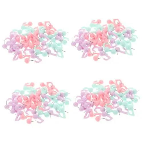 Produktbild: NUOBESTY 4 Sätze Haken Reißzwecke Runde Kartennadeln Kurze Stecknadeln Pinnnadeln Aus Kork Pinnnadeln Für Pinnwand Reißzwecken Für Wandbehänge Push-pin-Haken Stahldraht 50 Stück * 4