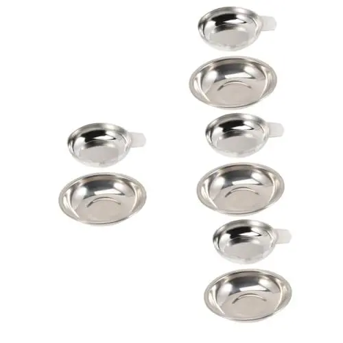 Produktbild: NUOBESTY 4 Sätze Schmuck Waage Pulverschuppe Wiegeplatte Digitale Waage Waagschalen Kitchen Scale Kücjenwaagen Haushaltswaage Elektronische Küchenwaage Rostfreier Stahl Silver 2 Stück * 4