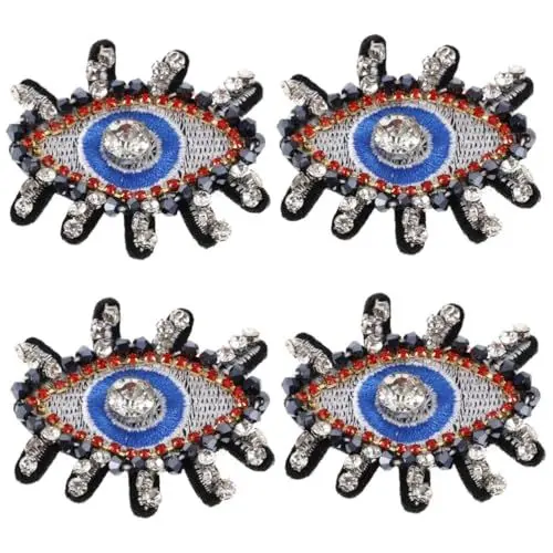 Produktbild: NUOBESTY 4 Stück Aufnäher Für Kleidung Zubehör Stickerei Strass-applikationen Patches Für Kleidungsdekor Bastelapplikationen Für Hemden Jeans Röcke Rucksäcke