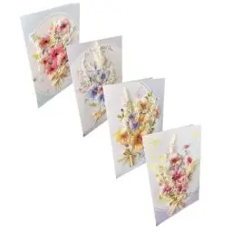 Produktbild: NUOBESTY 4 Stück Geburtstags karte mit getrockneten Blumen Trockenblumen-Grußkarten Grußkarten aus Papier Grußkarten mit Strass-Intarsien zarte Segenskarten empfindlich Universal karte