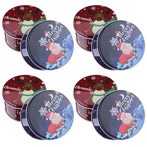 Produktbild: NUOBESTY 4 Stücke Boxen Weihnachts Box Weißblech Weihnachten Blech Plätzchendose Metall ?ckdosen Kekse, Die Schachteln Verpacken Blechdose Mit Deckel Mini Ältere Erdfarben Geschenkglas