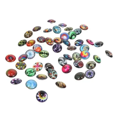 Produktbild: NUOBESTY Schmuckknöpfe-set 50 Stück 18 Mm Rund Glas-druckknöpfe Verschiedene Stile Für Armbänder Ohrringe