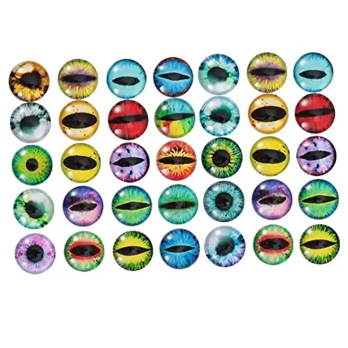 Produktbild: NUOBESTY Einzigartige Glas-aufkleber-perlen Rund 12 Mm Tieraugen-zeit-charms-set