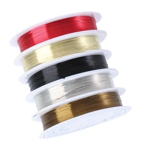 Produktbild: NUOBESTY 5 Rolle bastelmaterial bastel materialien Handwerksbedarf basteldraht copper wire Bastelzubehör kupferlitze Zubehör für schmuck Perlen handgemachte Spieße Kabel blanker Kupferdraht