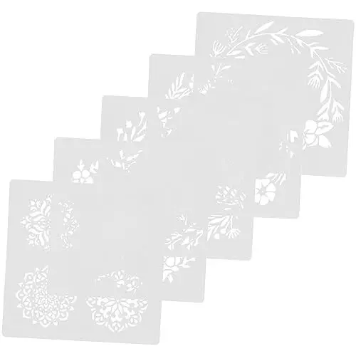 Produktbild: NUOBESTY 5st Wand Schablone Wandmalerei-schablonen Blumenschablonen Zum Basteln Zeichenschablonen Kunstmalerei-schablonen Malvorlagen Blattvorlage Pflanze Weiß Das Haustier 5-teiliges Set