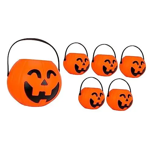Produktbild: NUOBESTY 6 Stück Halloween-Kürbis-Eimer Halloween-Süßigkeitenhalter Süßigkeitenbehälter Kürbis-Süßigkeitenhalter Halloween-Gläser Hexenkürbis-Behälter Süßigkeiteneimer Korb