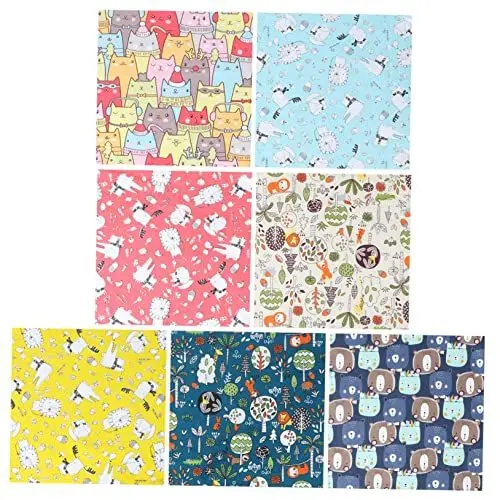 Produktbild: NUOBESTY Patchworkstoff Mit Cartoon-tier- Und Katzenmotiv 7-teilig Patchworkstoff Für Dekorative Projekte