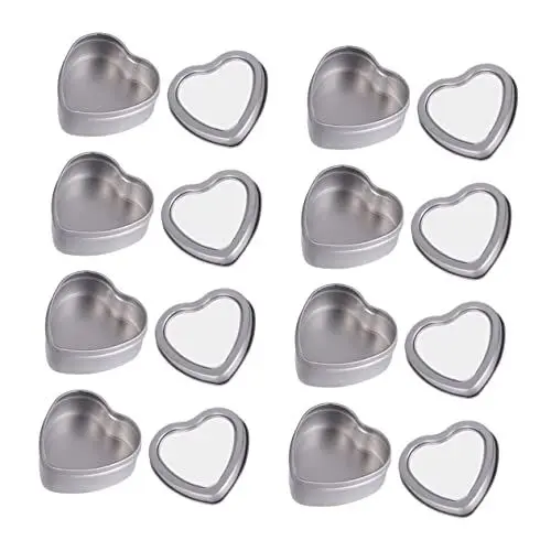 Produktbild: NUOBESTY 8er-box Blechdose Aus Metall in Herzform Bonbondose Kartonage Schokolade Schachtel Dose Herz Pralinenschachtel Blechdosen Herzförmige Leer Büchsen Weißblech Mit Deckel
