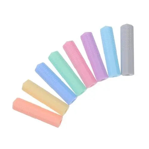 Produktbild: NUOBESTY 8st Stiftetui Aus Silikon Kaustift Kappe Mit Bleistiftmuster Stimulationsfokus-tools Kautuben Kauziegel-werkzeug Für Schüler Bleistiftanhänger Zubehör Für Sinnesstifte Kieselgel